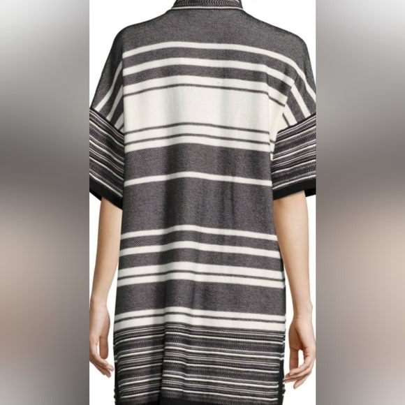 Vince large open front long striped cardigan sweater short sleeve boho chic - Picture 2 of 9